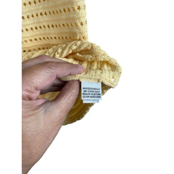 St John Collection Butter Yellow Shirt Tank Crochet Eyelet Top Womens Medium - Picture 5 of 12